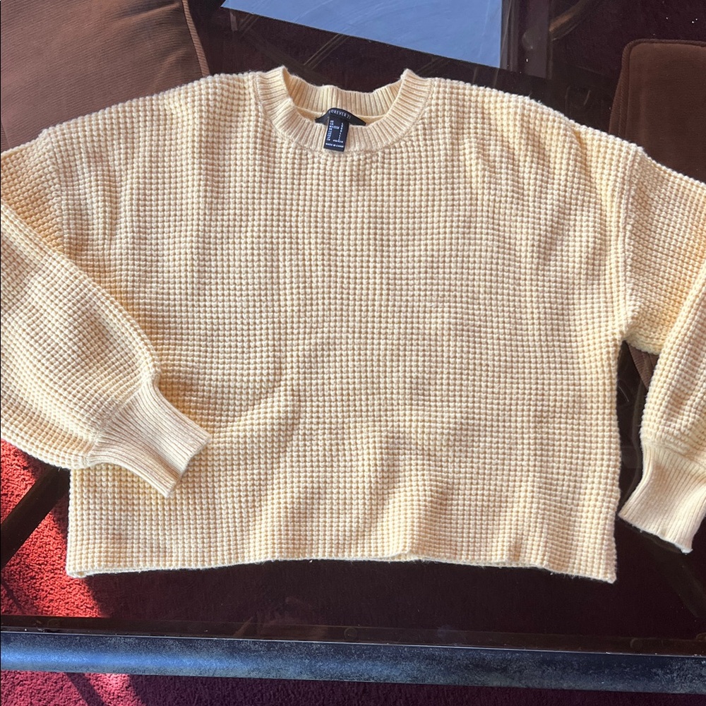 Forever 21 Yellow  Crew Neck Sweater